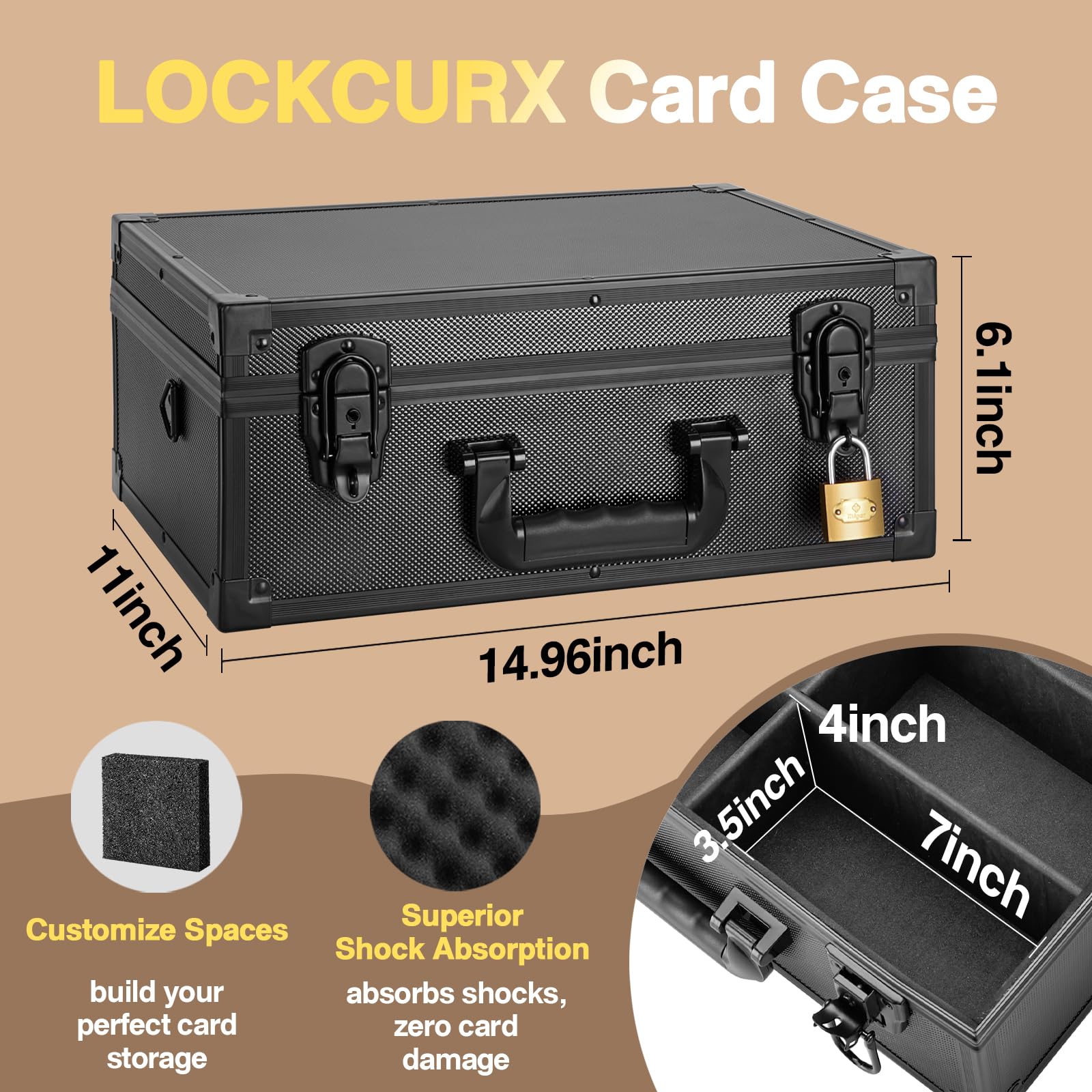LOCKCURX interior with foam dividers for flexible card sizing and protection