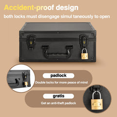 LOCKCURX box open interior with six adjustable foam dividers for 600+ toploaders