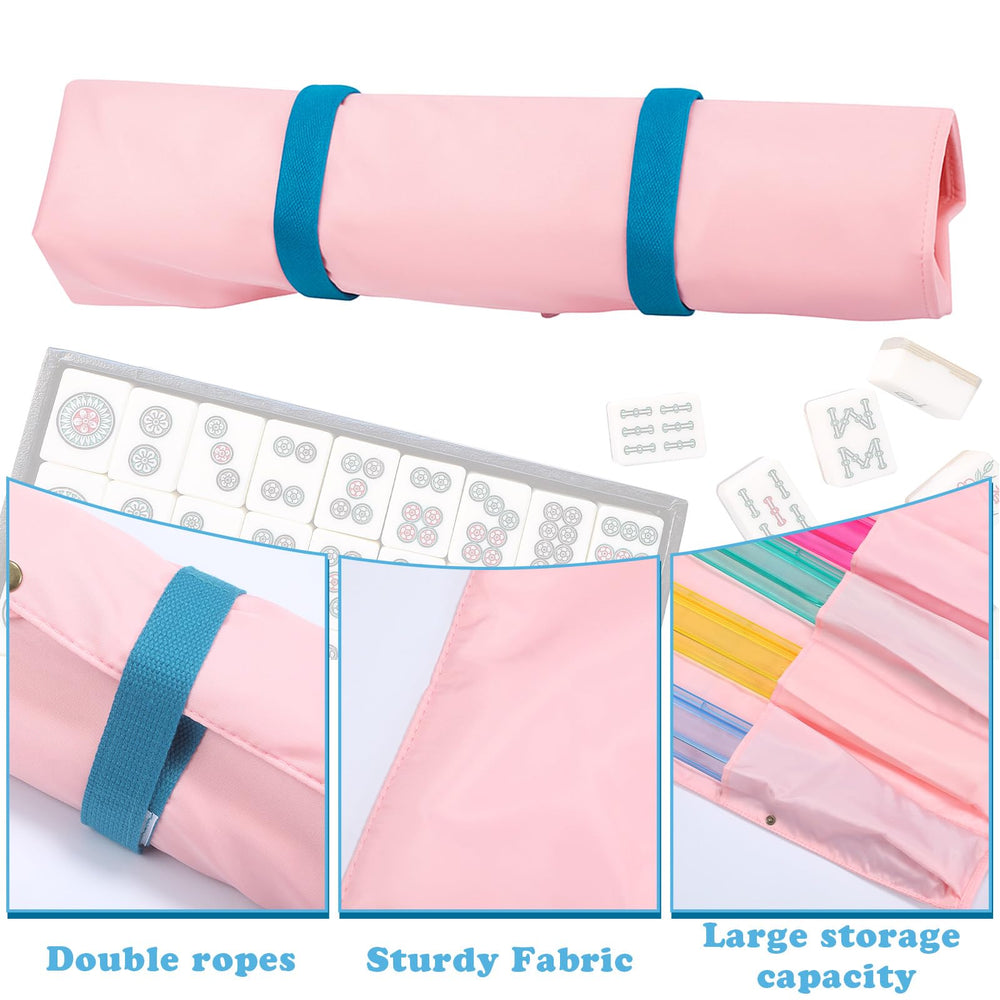 Locmeo mahjong bag buckle-and-snap closure secures contents during transport.
