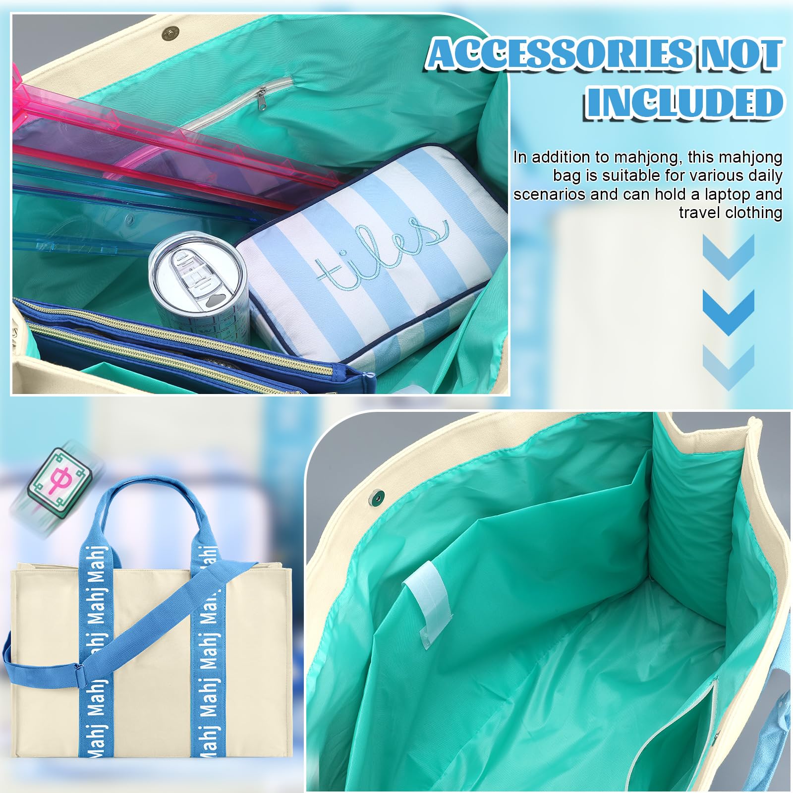Lined interior guards tiles and keeps accessories neatly organized.