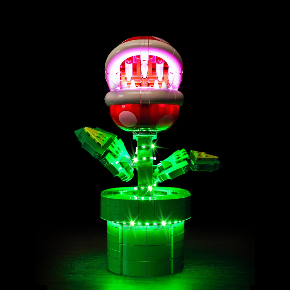 LocoLee LED light kit illuminates Piranha Plant 71426 for dramatic display lighting