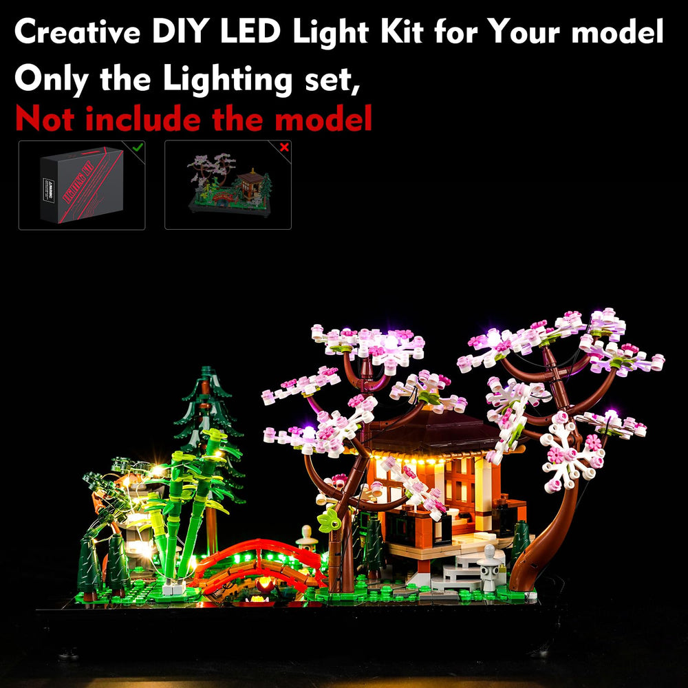 LocoLee lights create dynamic glow across the 10315 diorama's tranquil pathways