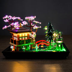 LocoLee LED light kit enhances the Tranquil Garden 10315 setup with warm ambience