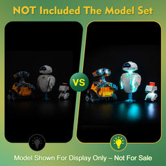 LocoLee inside-model illumination enhances display of WALL-E and EVE.
