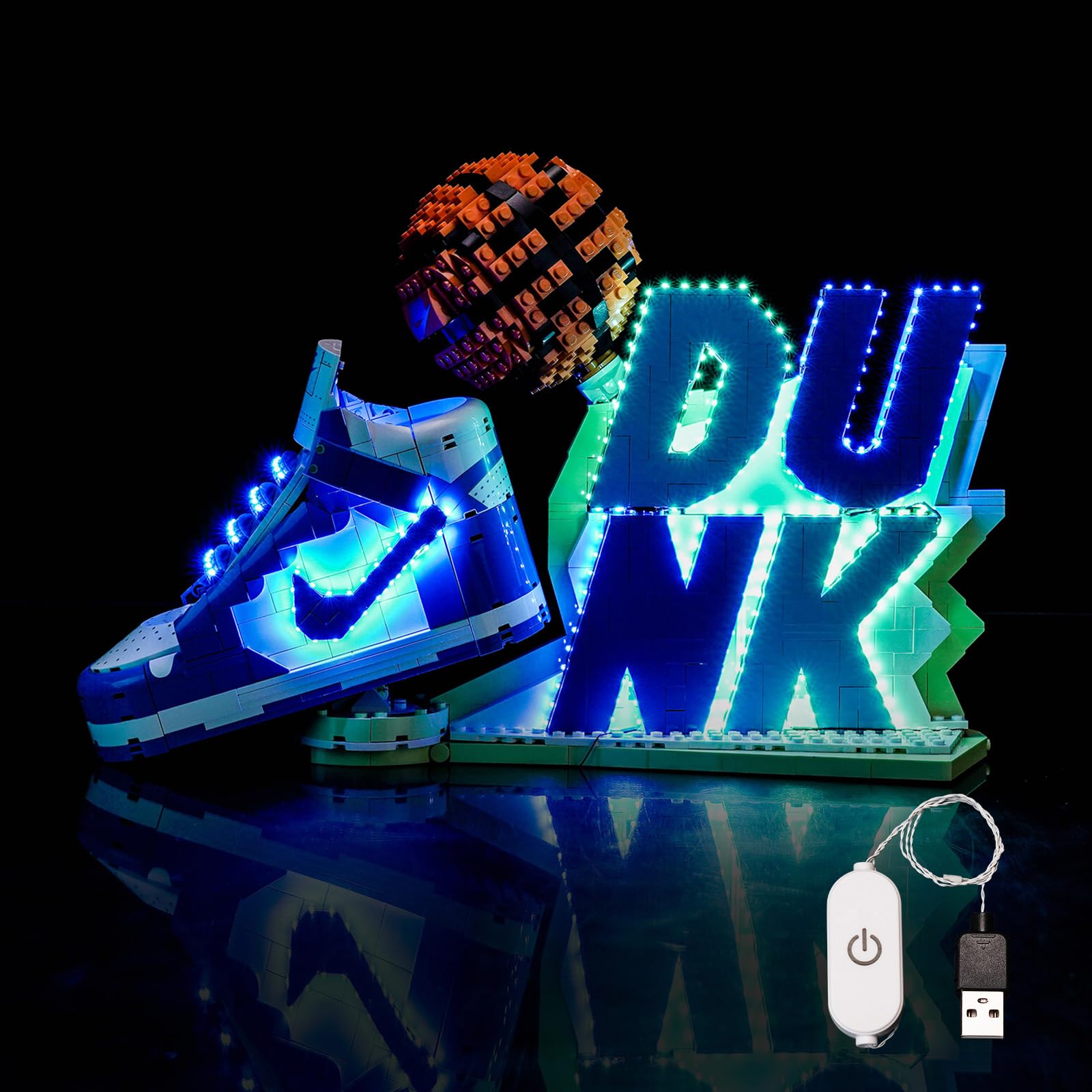 LocoLee Nike Dunk x light kit glow setup highlights model details.