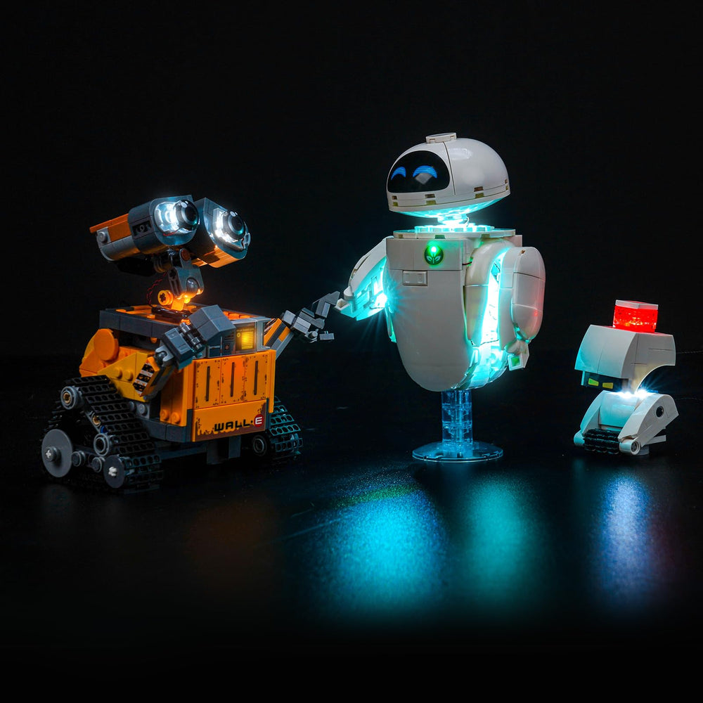 LocoLee light kit for WALL-E and EVE brightens the assembly setup.