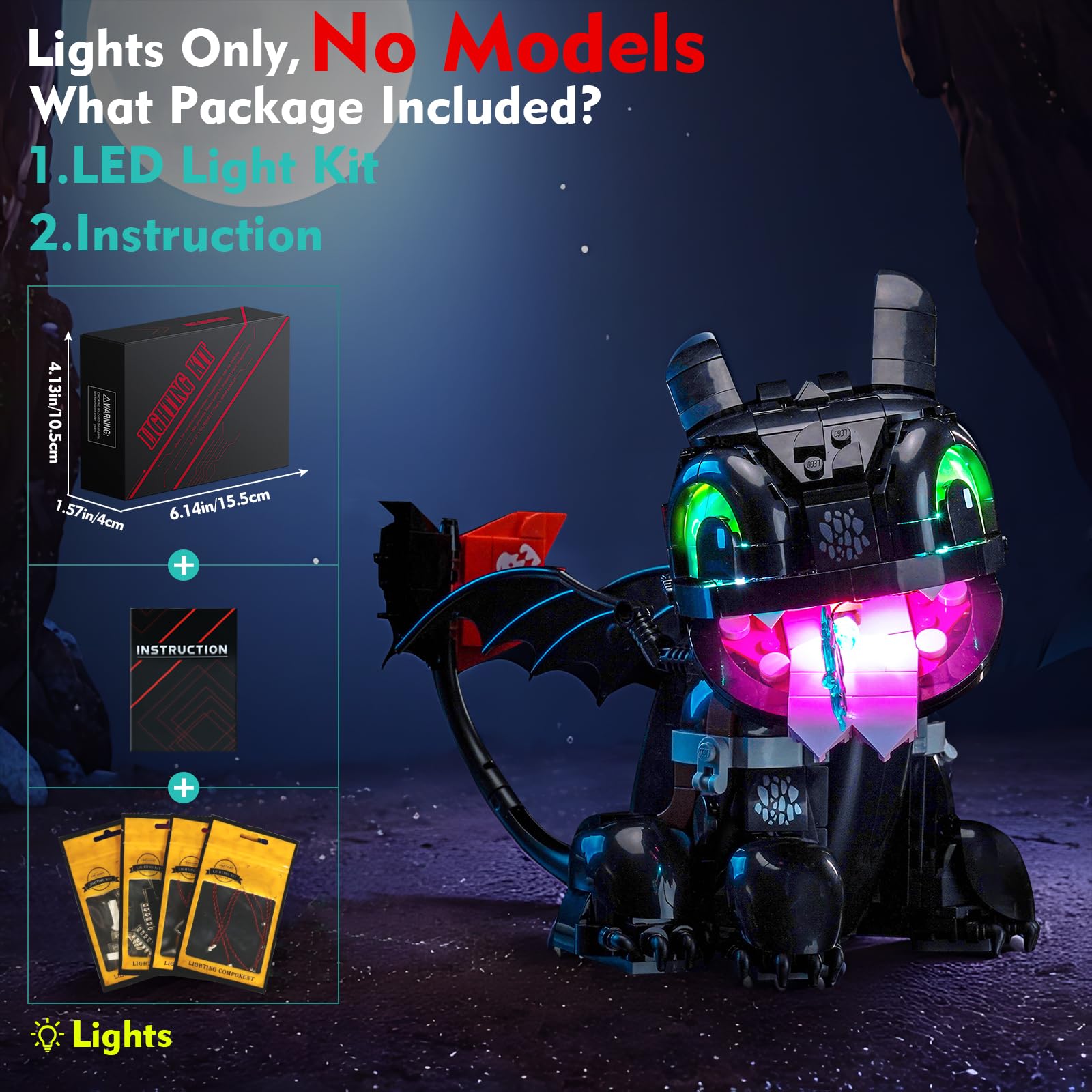 LocoLee Toothless Light Kit step-by-step instructions support hassle-free installation