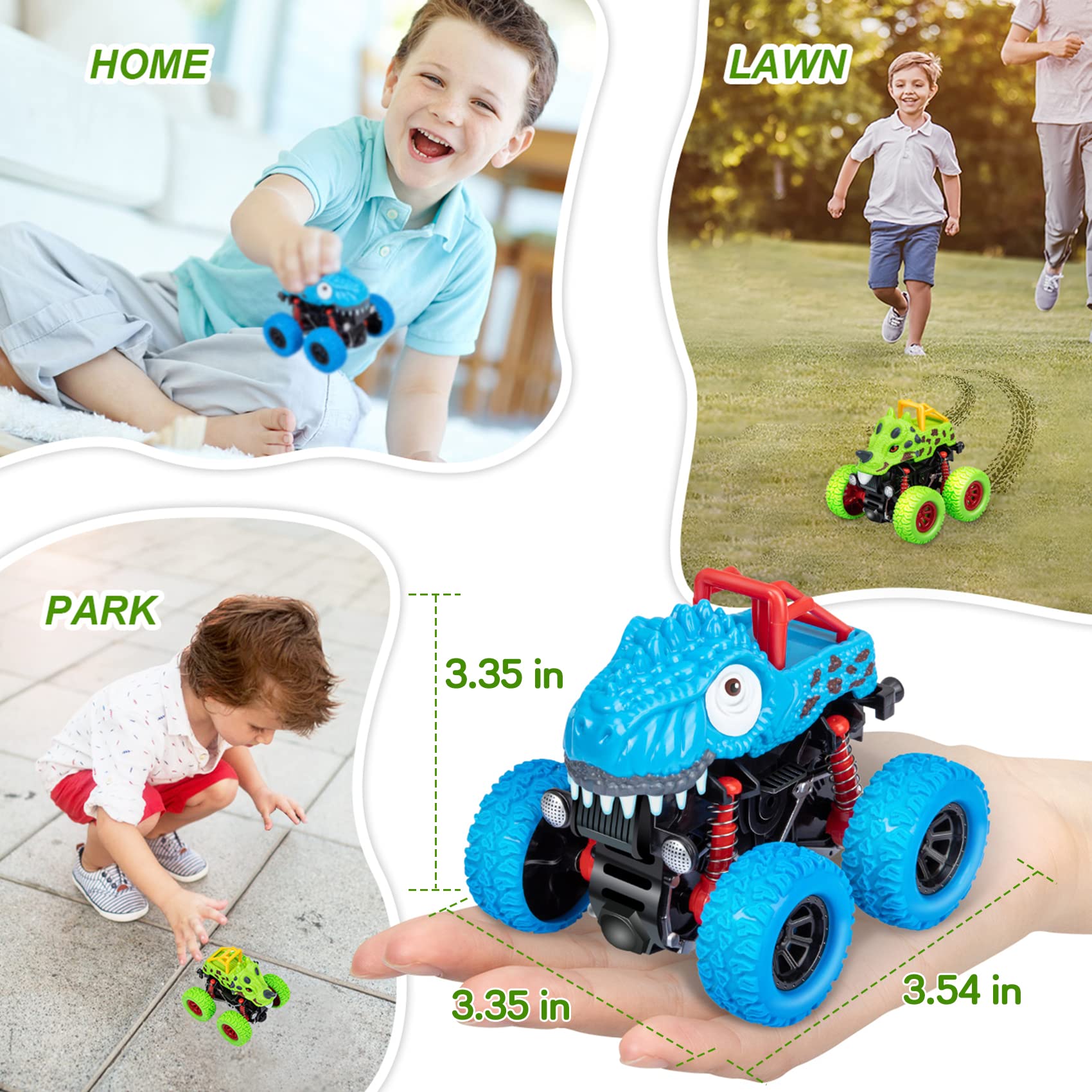 lodby 4x4 friction-powered dino-truck built for indoor and outdoor use