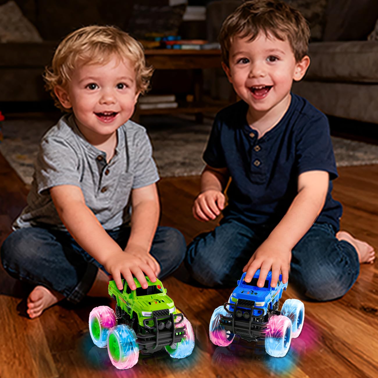 LOD BY Monster Trucks flashing wheels create dazzling nighttime play.