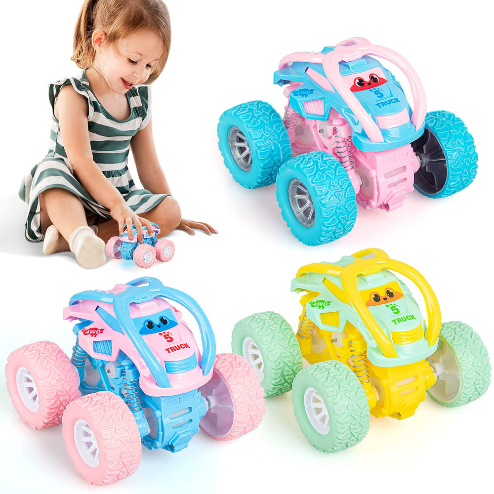 lodby monster trucks pink front view for imaginative play and bright room appeal