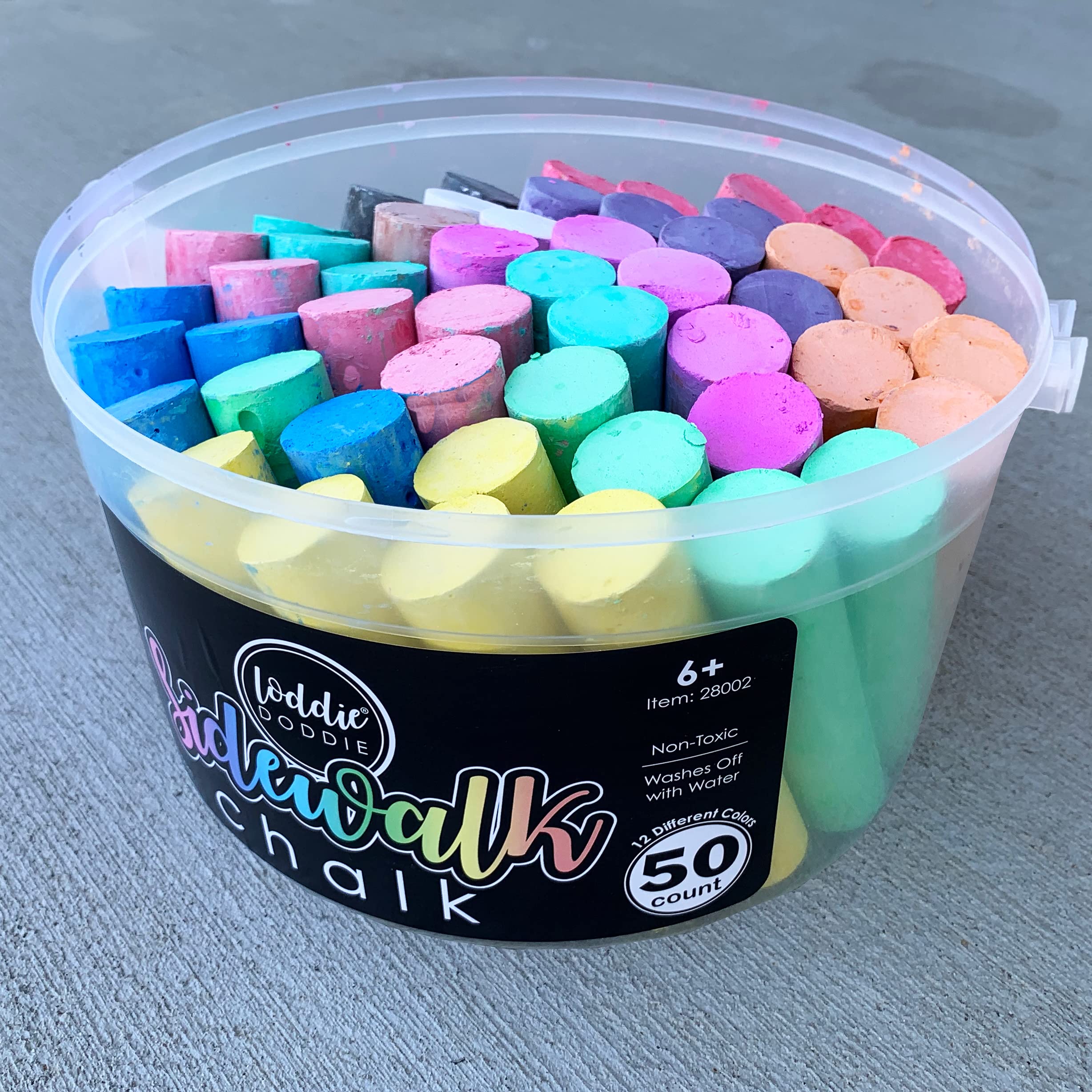 Loddie Doddie 50 colors sidewalk chalk showing vibrant hues for playful street art.