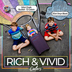Loddie Doddie vibrant colors on pavement invite kids to experiment with textures and scenes.