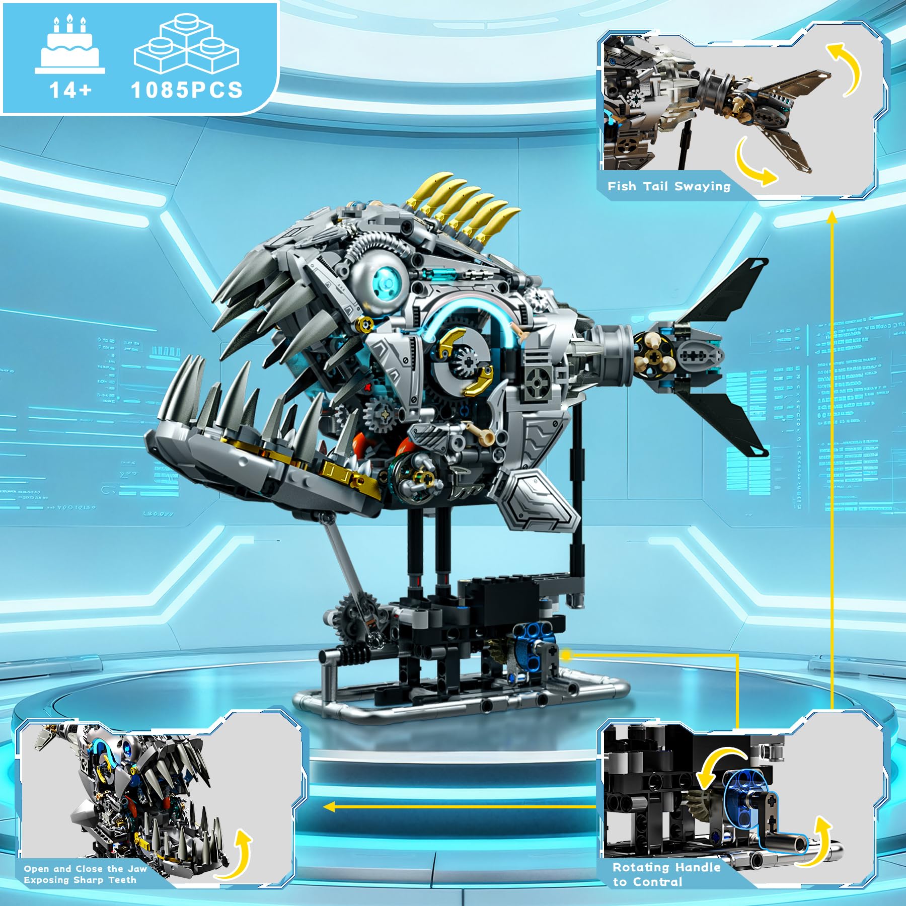Lodikisbay piranha rotation linkage exposes dynamic motion for engaging visuals