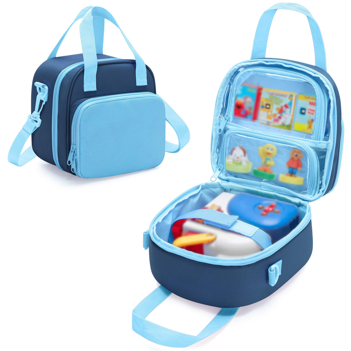LoDrid blue carrying case with secure strap for easy transport of the Little Tikes Dream Machine