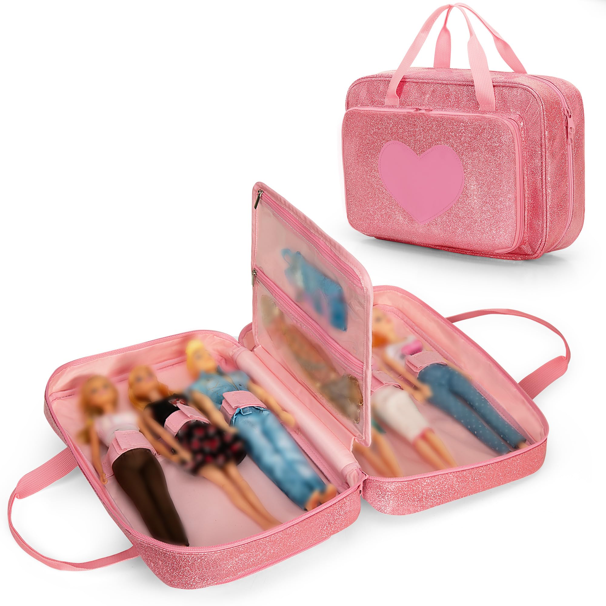 LoDrid doll carrying case in pink, full view for portable doll storage.