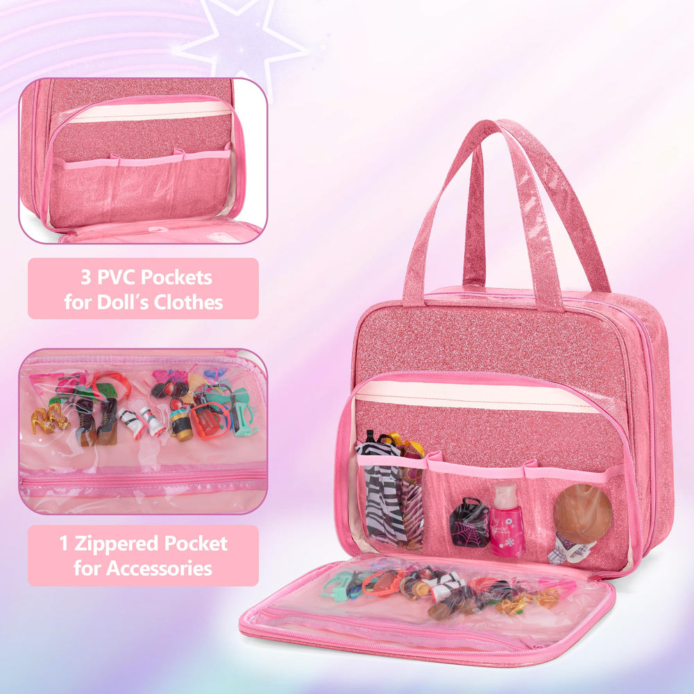 LoDrid front-pocket tote for convenient transport of dolls and accessories.
