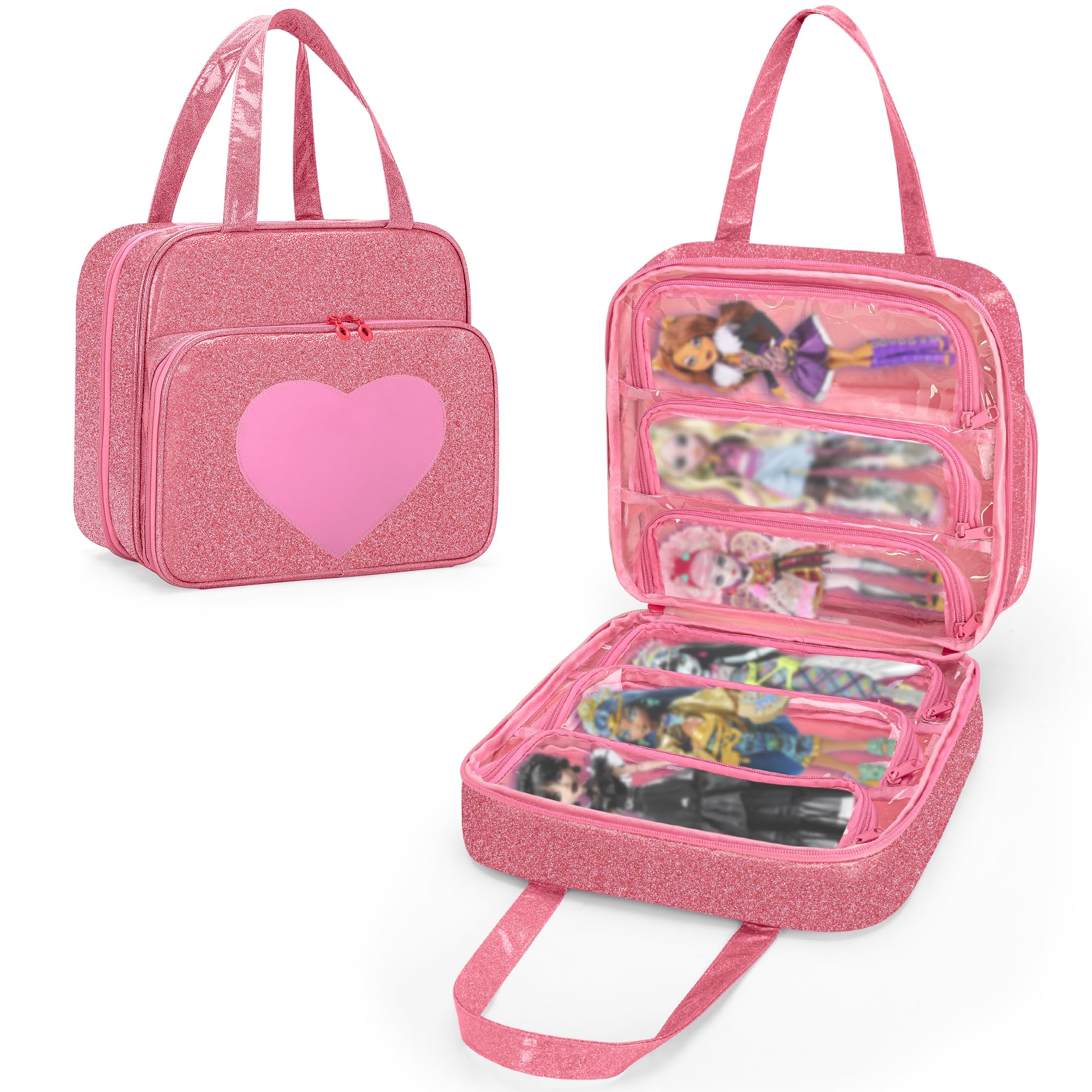 LoDrid doll case with six clear pockets for Monster High display and storage.