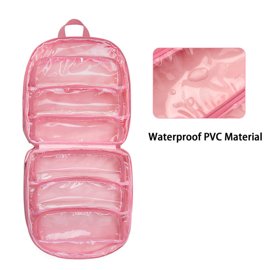 Front pocket with a clear zipper pocket for small accessories and quick access.