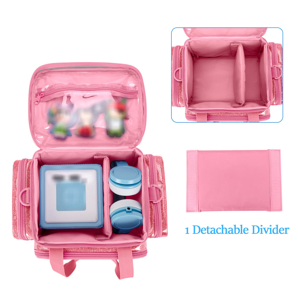 Front pouch of LoDrid case with clear pockets for quick viewing of items