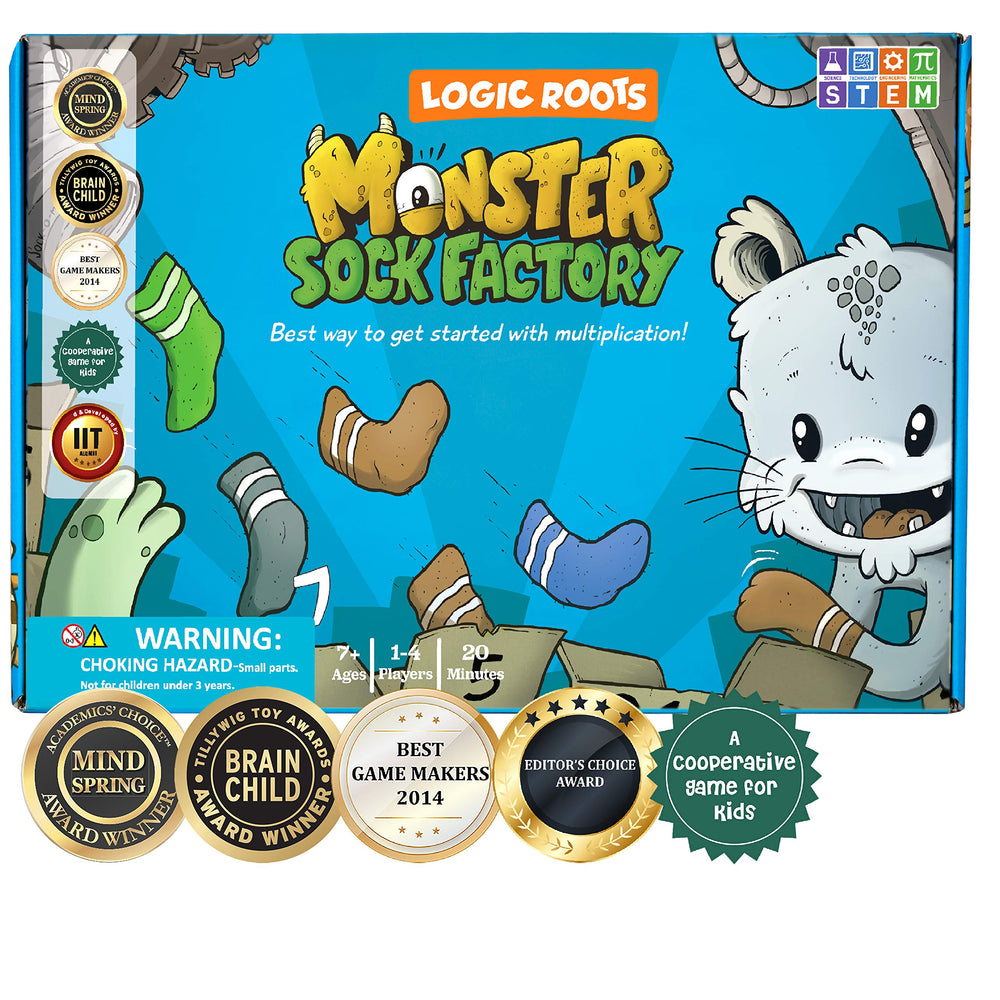 Logic Roots Monster Sock Tiles for vivid multiplication practice at home.