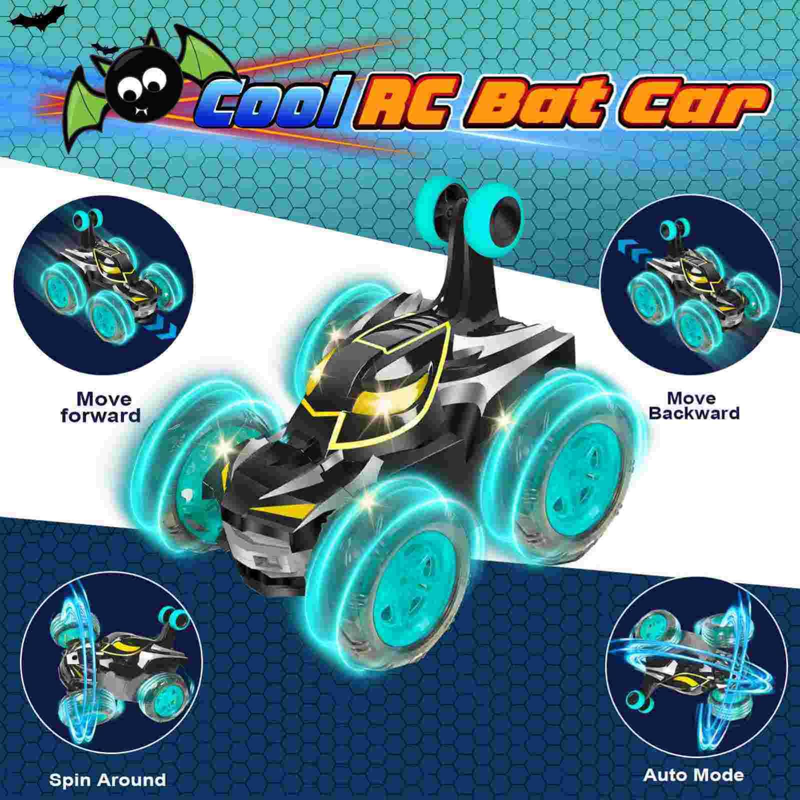 Logth Bat Monster RC Car features durable tires for rough play