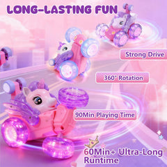 Logth Unicorn RC Car doing a double-sided flip for versatile stunts.