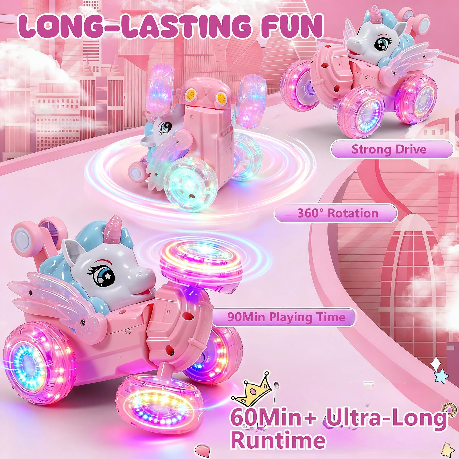 Durable all-terrain tires on Logth Unicorn RC Car.