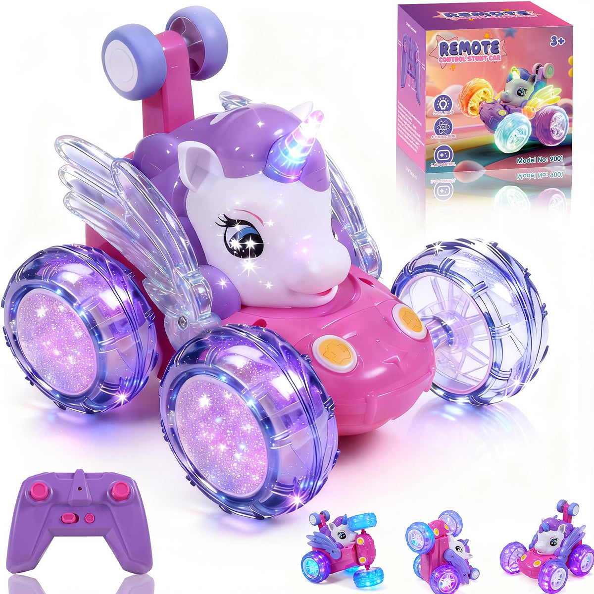 Logth Unicorn RC Car on wheels with magical design for safe indoor play.