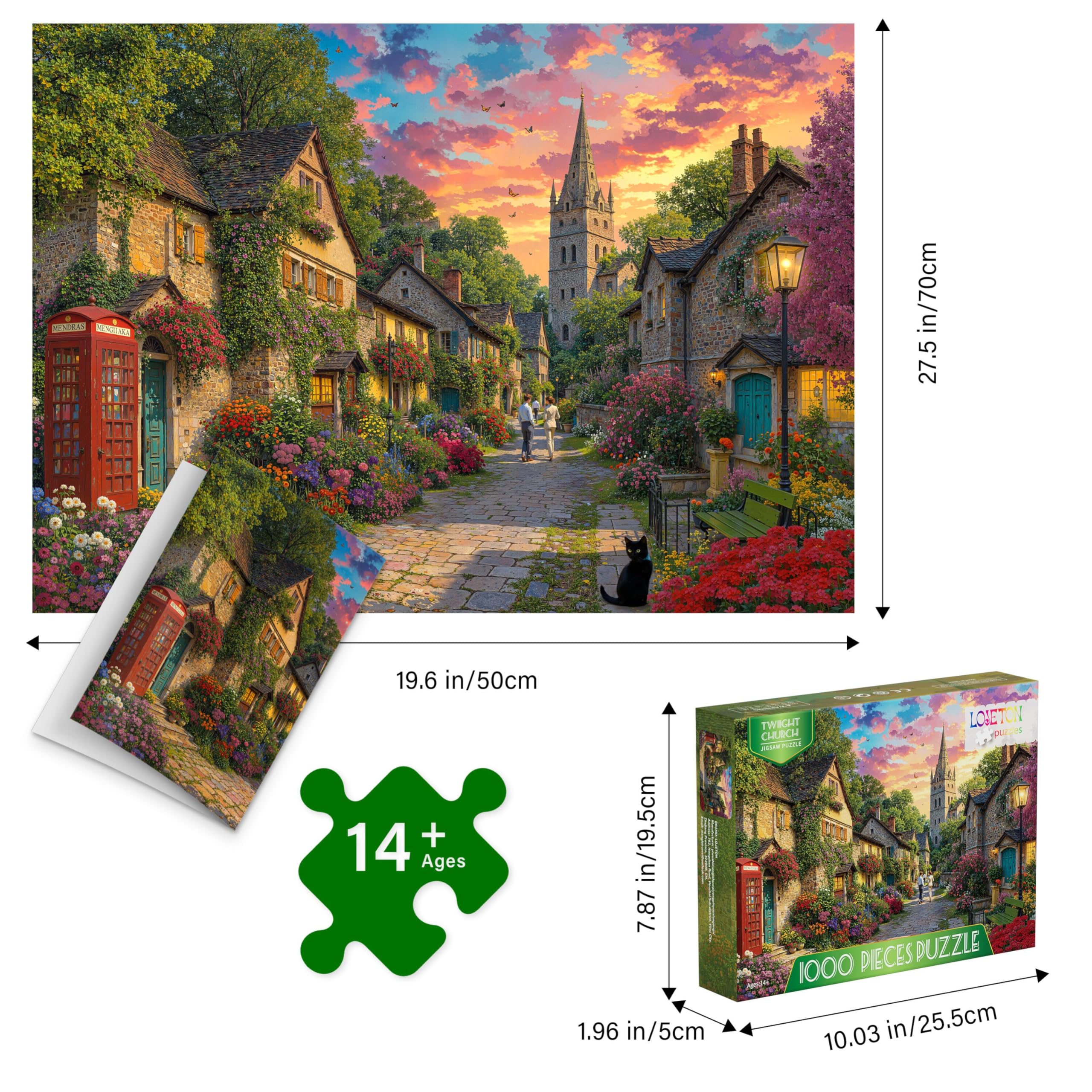 LOJETON Red telephone booth puzzle featuring nostalgic landmark for striking wall art