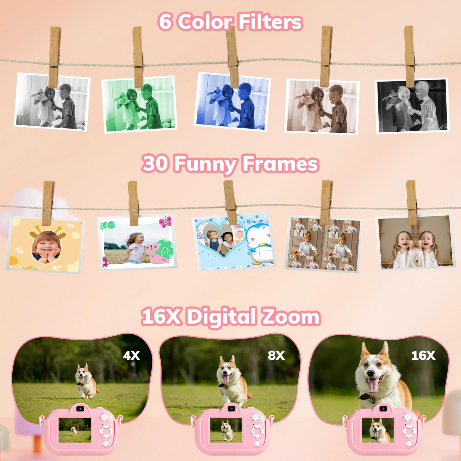 Lokiqua kids camera with durable silicone shell for safe play