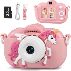 Lokiqua kids camera front view showing 48MP sensor for crisp photos