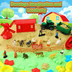 Lokuc fences, windmill, and coconut trees add farm scene depth.