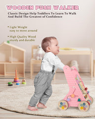 LOL-FUN wooden baby walker soothing colors reduce visual strain during play sessions.
