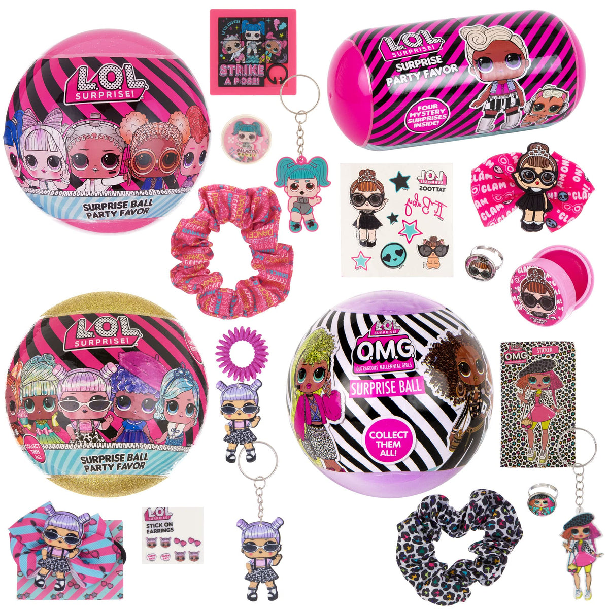 L.O.L. Surprise! 4-pack balls packaging with bright colors and multiple surprises.