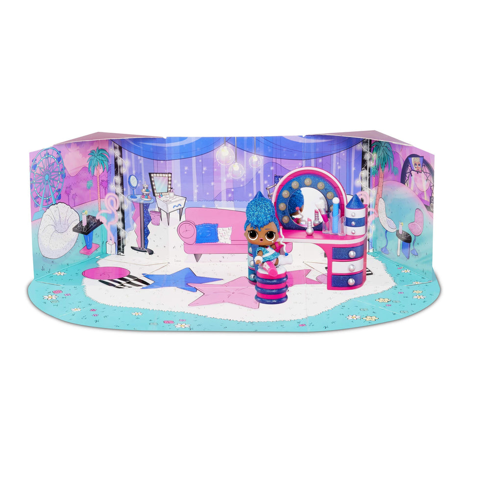 L.O.L. Surprise! Box folds out into a vibrant backstage playset for storytelling.