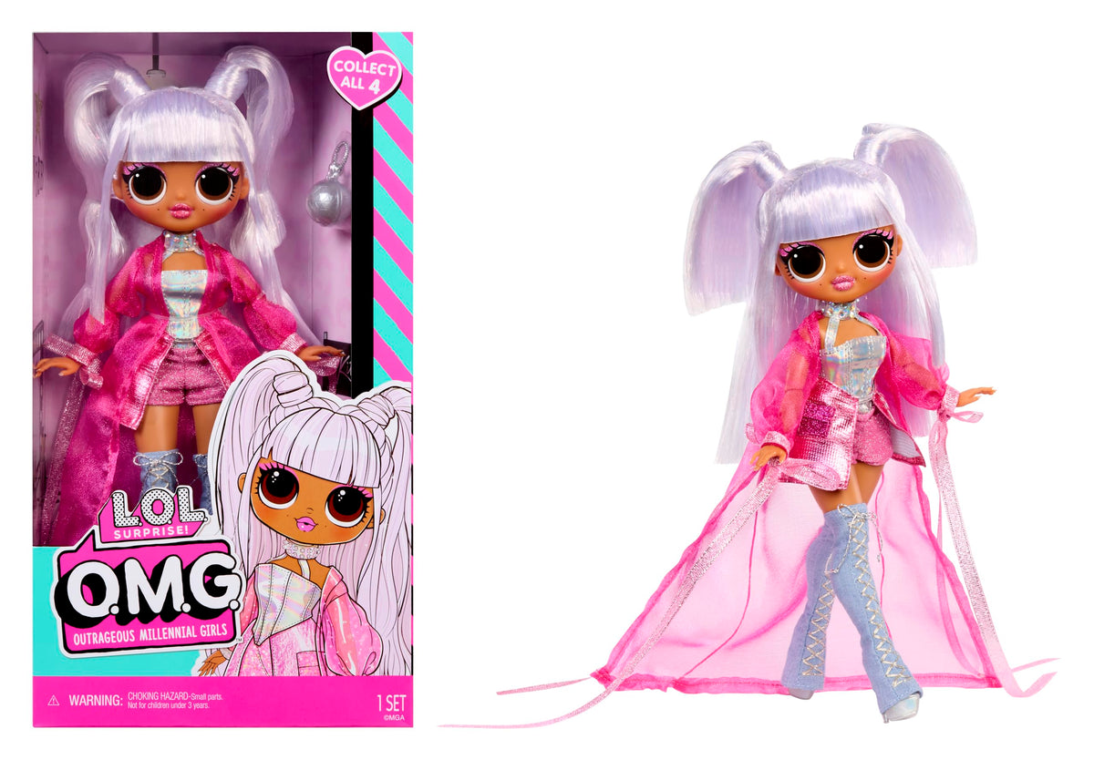 LOL Surprise OMG Kitty K doll portrait highlighting stylish outfit and premium rooted hair