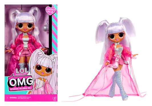 LOL Surprise OMG Kitty K doll portrait highlighting stylish outfit and premium rooted hair