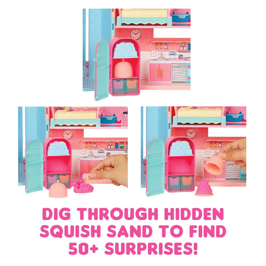 L.O.L. Surprise Squish Sand colors close-up highlighting vibrant color options for mixing.
