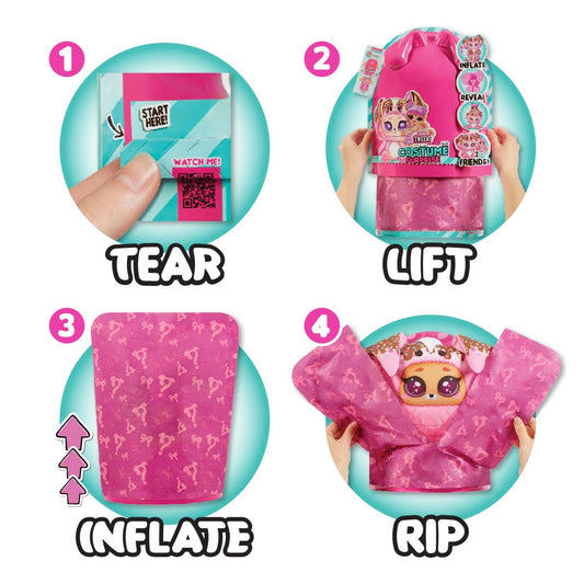 LOL Surprise Tweens inflatable pink puppy costume fully inflated for two-friend play.
