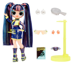 L.O.L. Surprise Victory doll standalone stand and hairbrush for posing.