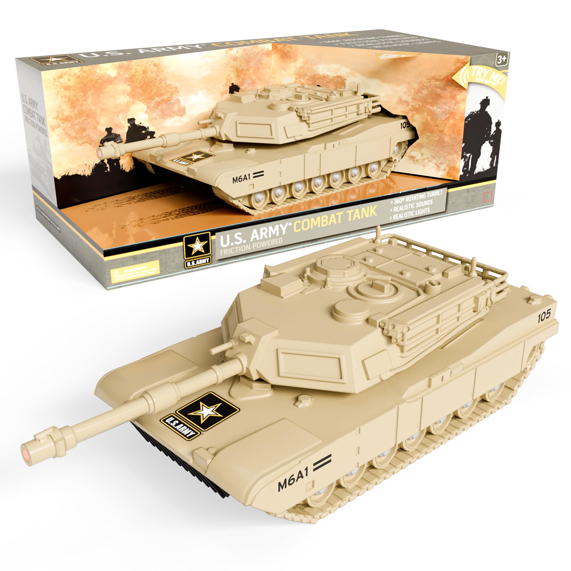 Lollipop Army Tank front view with bright lights for immersive play