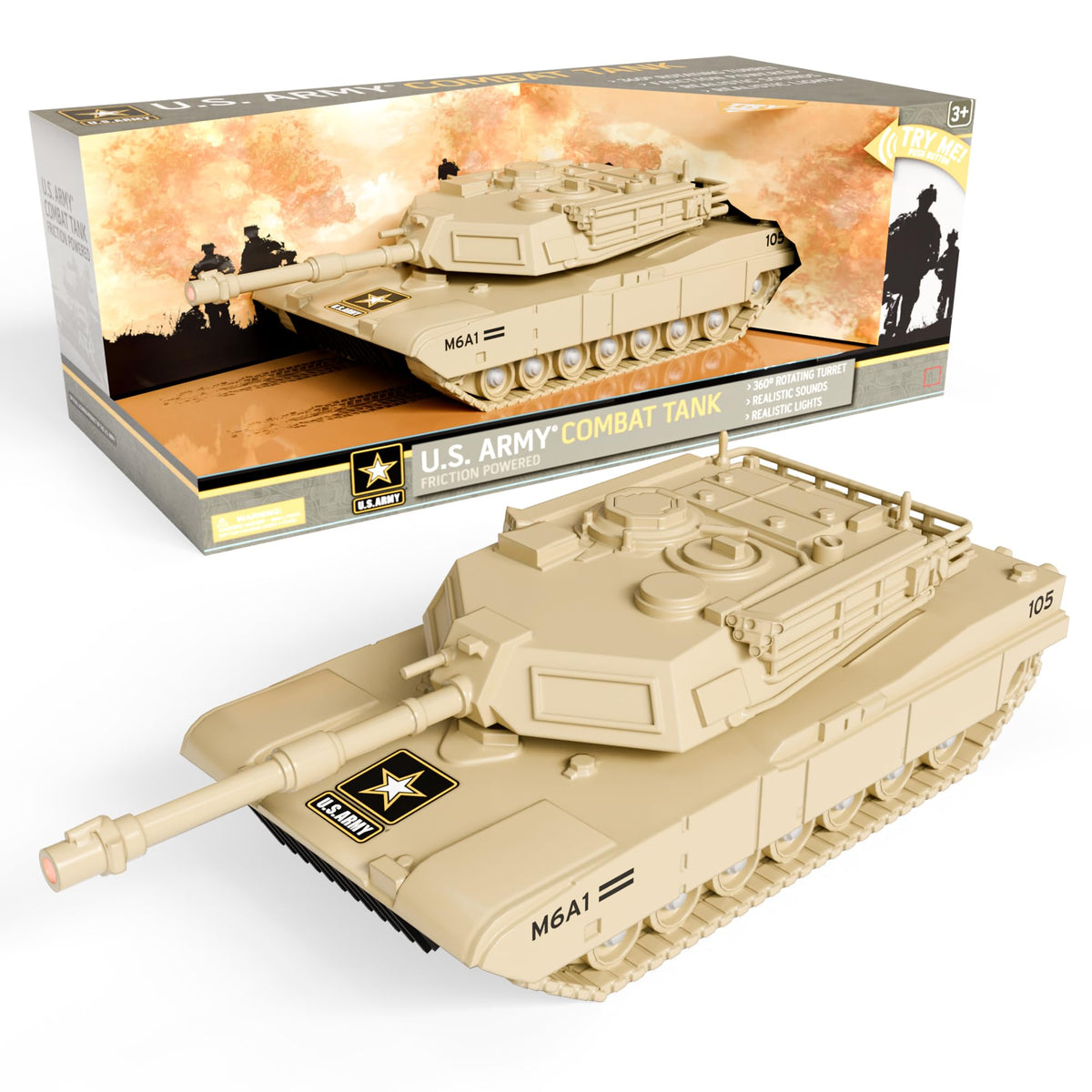 Lollipop Army Tank front view with bright lights for immersive play