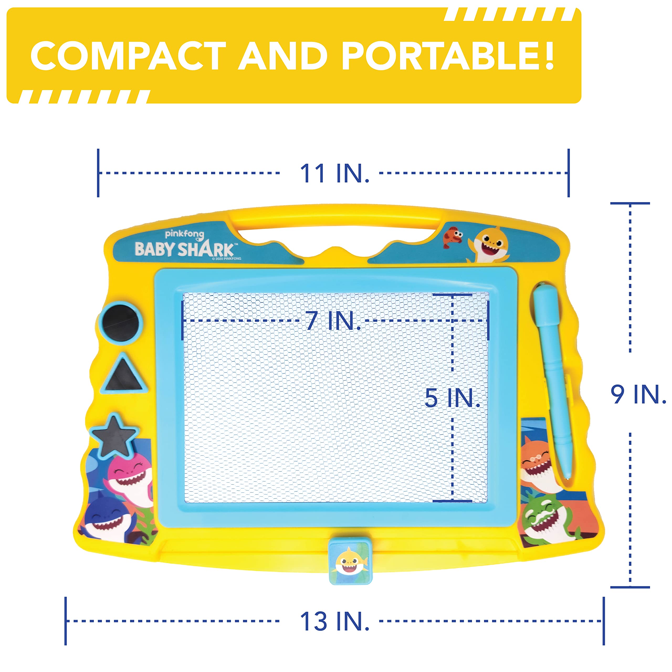 Lollipop Baby Shark drawing board with three stamps for fun shapes