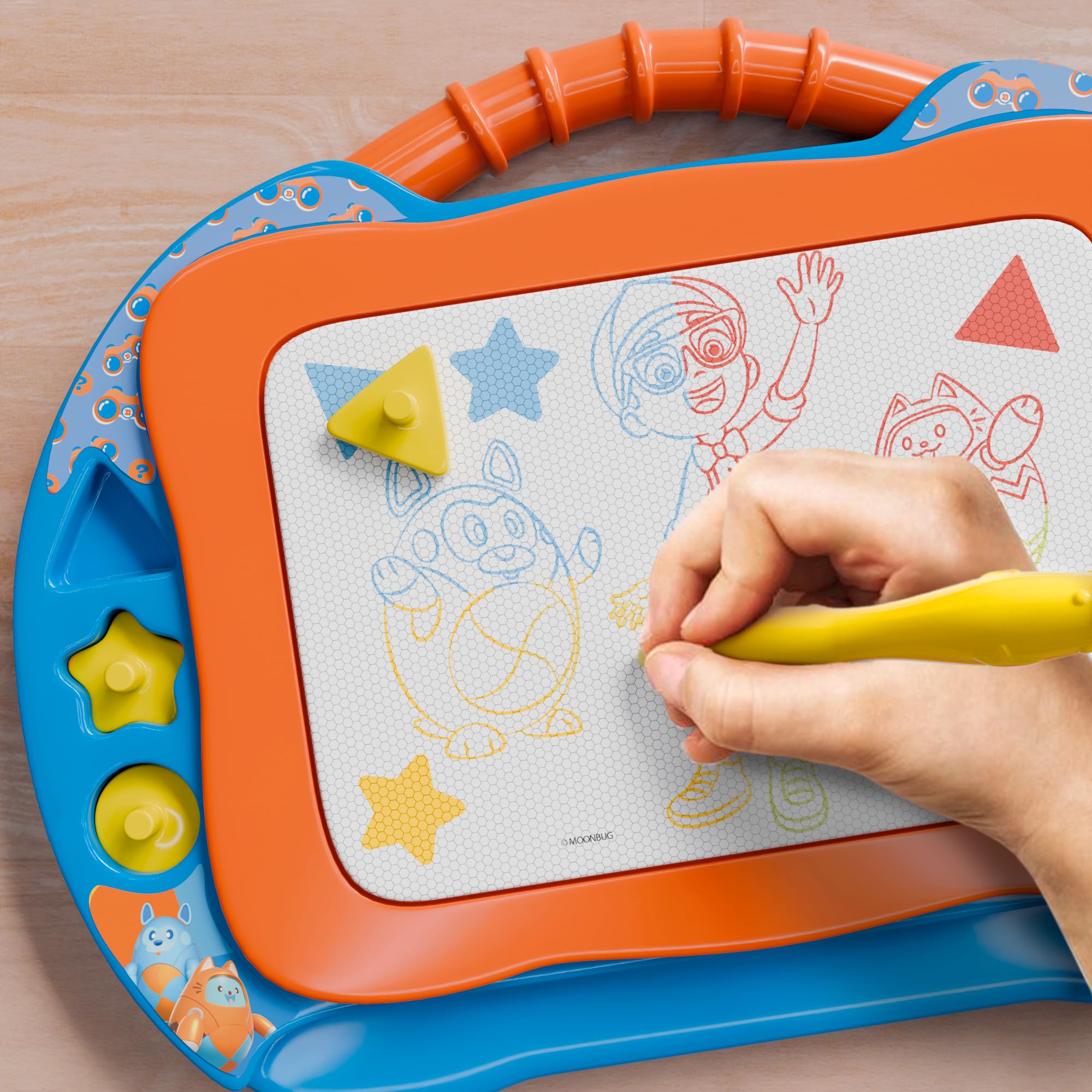 Lollipop Blippi eraser-slider doodle-wipe keeps cleanup quick and easy.