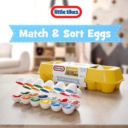 Lollipop Little Tikes colorful eggs encourage color recognition during organized sorting activities.