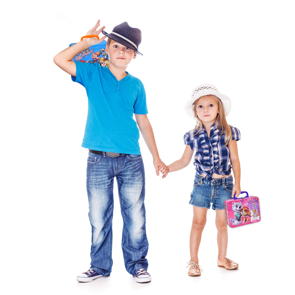 Tin box keeps supplies organized and easy to store.