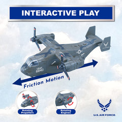 Lollipop V-22 Osprey friction-powered toy inspires active tactile play.
