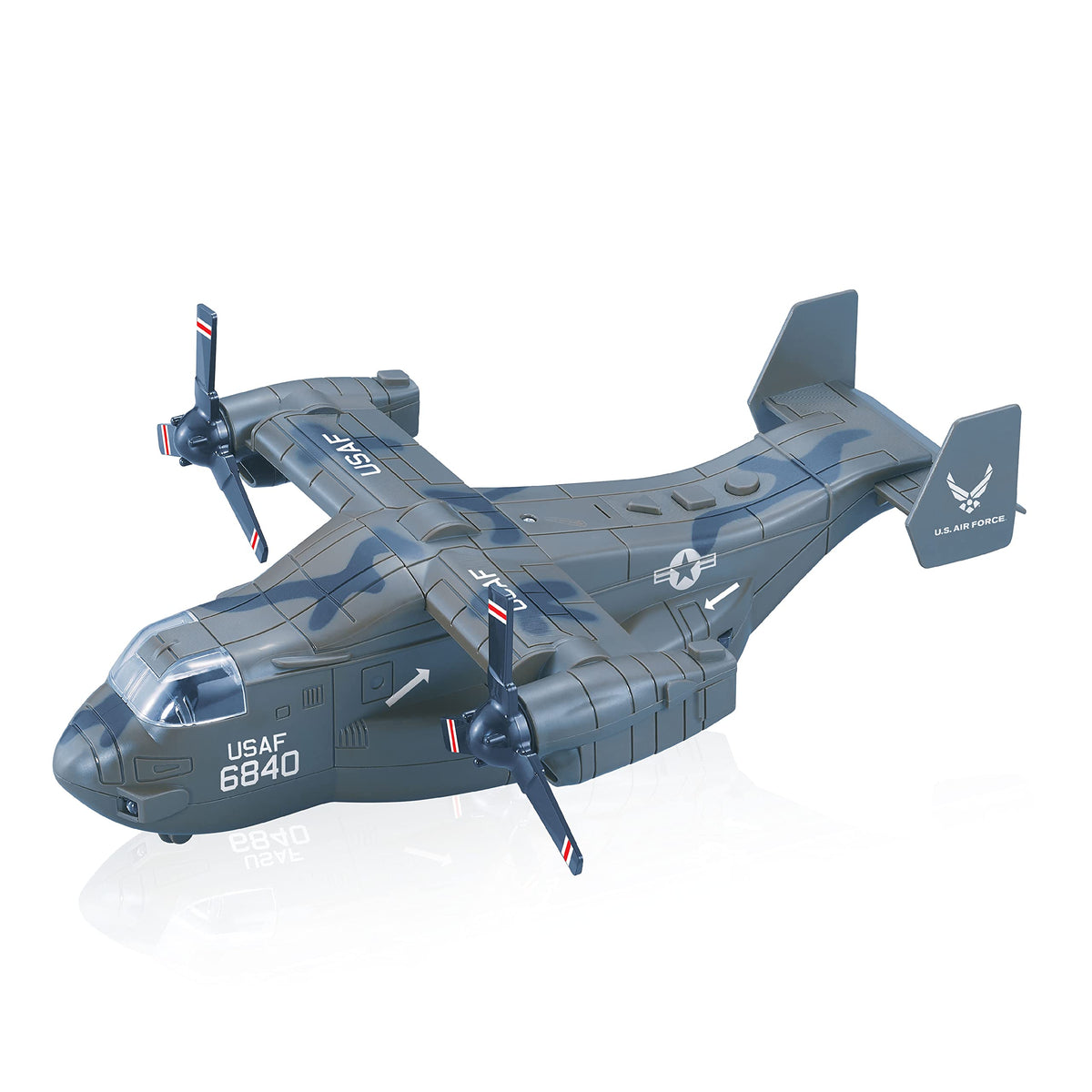 Lollipop V-22 Osprey model cockpit view enhances realism during play.