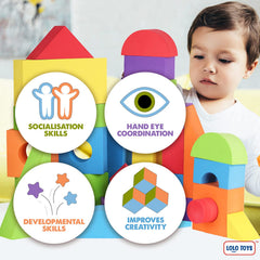 LOLO TOYS blocks used during bath time for splash-safe play