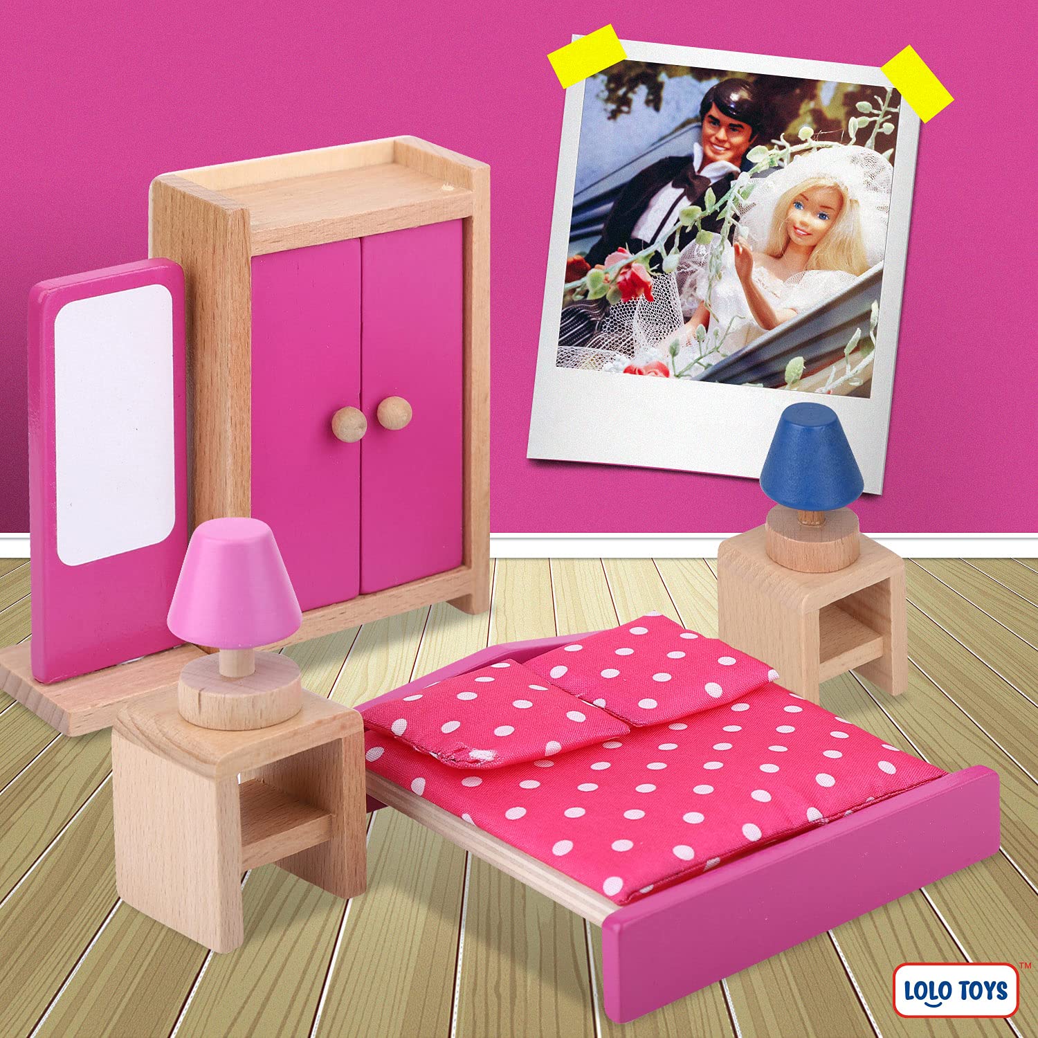 LOLO TOYS master bedroom with lamps and mirror for cozy storytelling